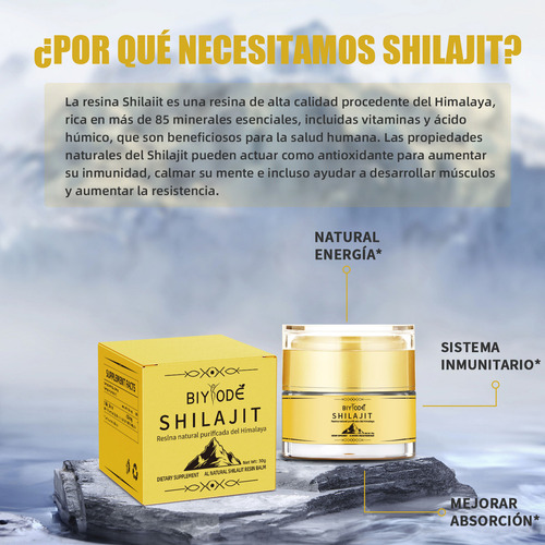 Biyode Himalayan Gold Shilajit Dorado Suplemento natural Orgánico Resina 30ml 1pcs