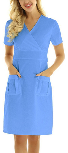 Vestido De Enfermera Con Cuello En V Y Manga Corta Para [u]