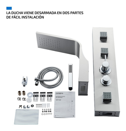 Imagen 5 de 10 de Columna De Ducha Con Hidromasaje Jets Acero Duchador Mano