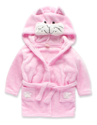 Roupão Infantil Fleece Capuz Crian Bichinhos Piscina Gatinho