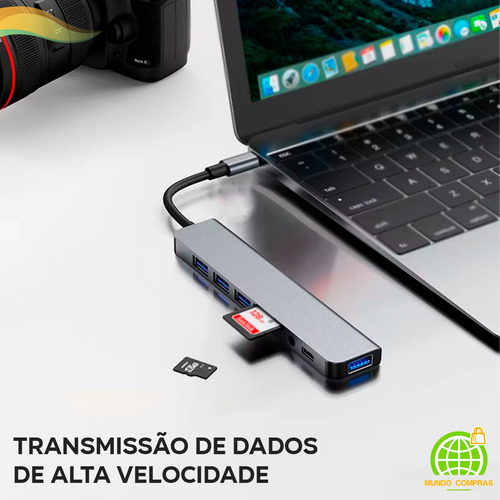 Adaptador Hub 7 Portas Usb 3.0 Usb-c Hdmi Leitor Sd 5gb/s