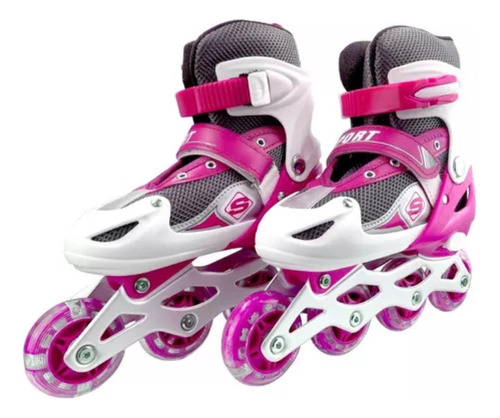 Patines Roller Línea Juveniles Ajustable Rosado L