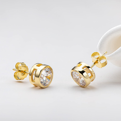Aretes De Oro 14 Quilates Con Cierre Amarillo 3 Pares