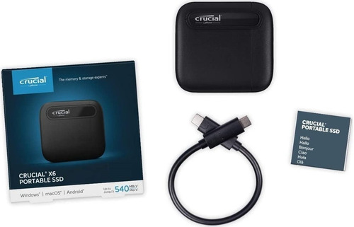 Imagen 4 de 5 de Disco Ssd Externo 500gb Crucial X6 Usb C Con Adaptador