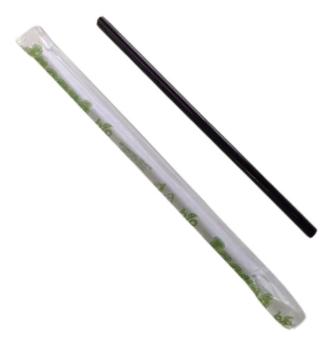 Canudo Grosso 8x21 Biodegradavel Preto Drink Adega 300und