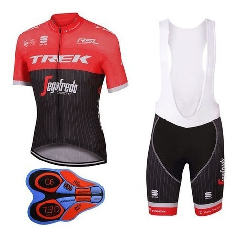 Conjunto Ciclismo Trek Segafredo Tricota Calza Acolchad Rojo