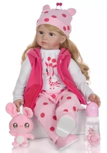 Boneca Bebe Reborn Pano Loira Girafinha Girafa Menina Luxo - Chic