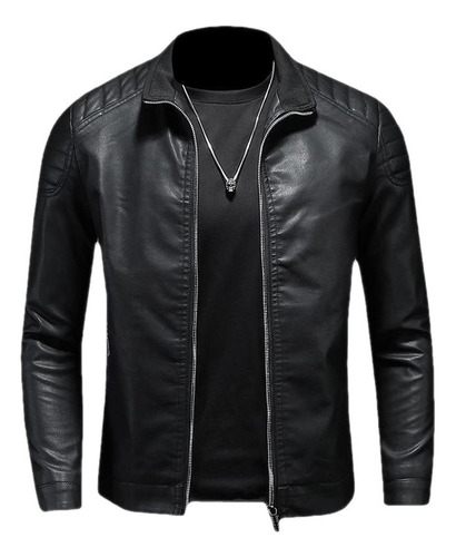 Chamarra Motocicleta Hombre Piel Slim Fit Moda Tipo Biker