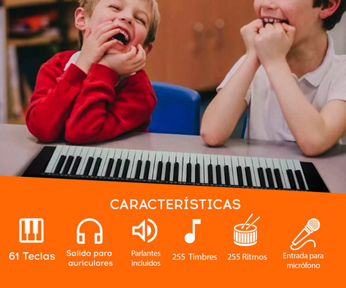 Teclado Órgano Musical Meike Mk313 61 Teclas Lcd Negro