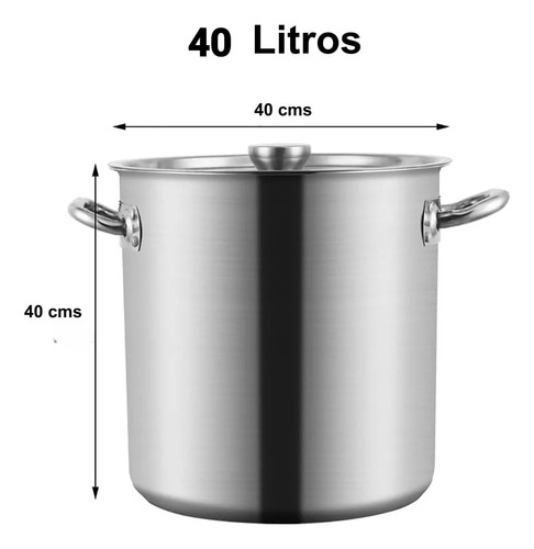 Fondo De Acero Inoxidable De 40 Litros Con Tapa 40cmx40cm