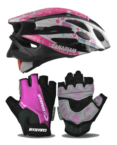 Combo Casco Mas Guantes Para  Patinaje Canariam 