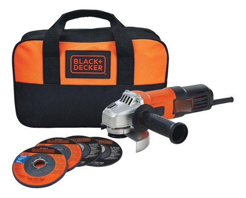 Esmeriladora angular Black+Decker G650K5 color naranja 650 W 120 V + accesorio