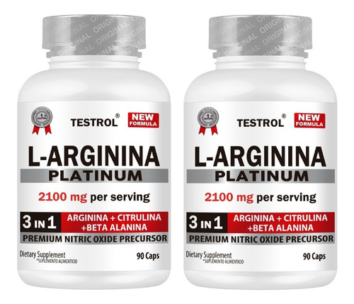 Arginina Platinum Testrol Paquete 2 Piezas - 90 Capsulas