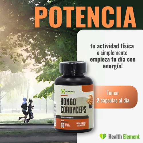Hongo Cordyceps | 60 Cápsulas De 500 Mg | Adaptogeno | Kukamonga | Dura 30 Dias