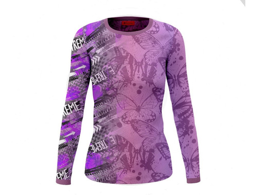 Playera Full Print Jersey Lila Deporte Extremo Mariposas