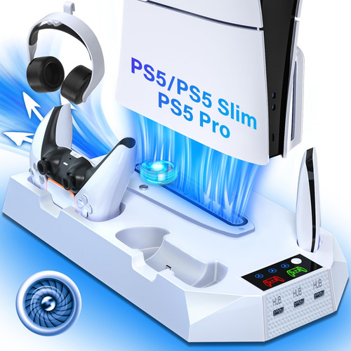 Pack Soporte Ps5 Slim Con Estacin De Enfriamiento Y Carga