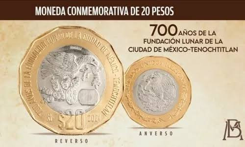 Moneda De 20 Pesos, 700 Años De La Fundacion Lunar