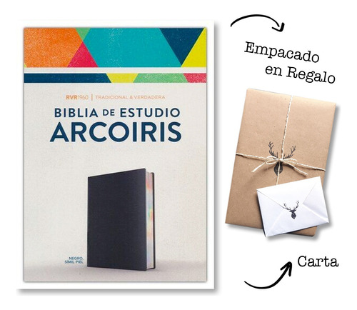 Biblia De Estudio Arcoiris Rvr60 Imitación Piel Negro Nueva