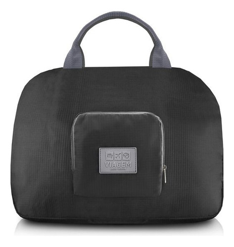 Bolsa de viaje plegable con estampado plano trapezoidal de Jacki Design, color negro liso