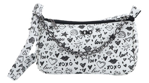 Cartera Croosbody Ecocuero Dibujos Xoxo White G03