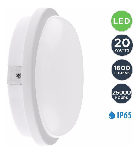 Imagen 2 de 6 de Tortuga Aplique Plafón Estanco Led Exterior Ip65 20w Lumenac
