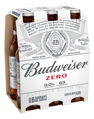 Cerveja Zero Álcool Budweiser Garrafa 330ml Com 6 Unidades