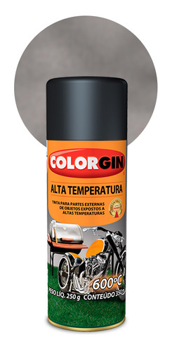 Spray Colorgin Alta Temperatura Aluminio Metalico 350 Ml