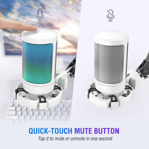 Micrófono Fifine Ampligame A6t Rgb (incluye Brazo) - White