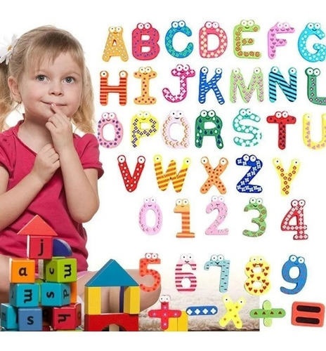 Pack 52 Letras Y 20 Números Con Iman Juego Didactico Niños