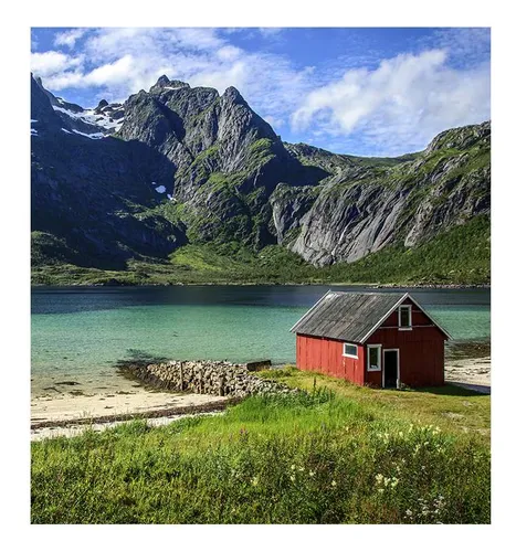 Vinilo 30x30cm Noruega Isla Lugar Paradisiaco M1