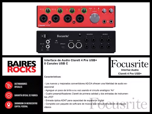 Interface De Audio Clarett 4 Pre Usb+ 8 Canales Usb C - Baires Rocks