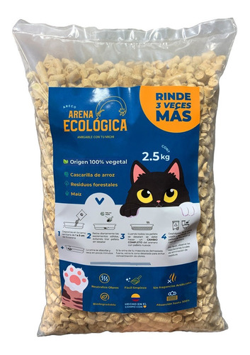 Arena Ecológica Para Gatos Areco - 2500g Biodegradable