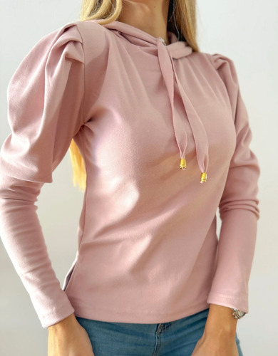 Sweater Buzo Pulover Capucha Mujer Manga Larga