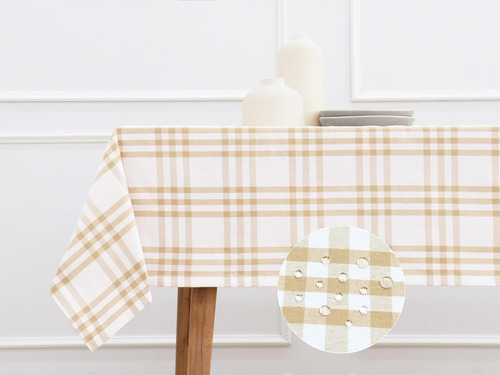 Mantel A Cuadros Impermeable Para Picnic, 132 X 132 Cm Bei