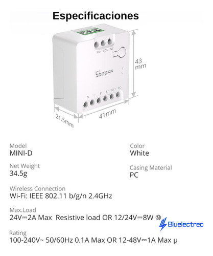 Interruptor Inteligente Wifi Contacto Seco - Mini D Sonoff