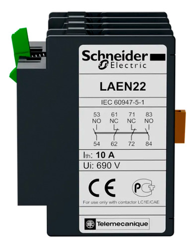 Bloco Contato Auxiliar Para Contator Frontal 2Na+2Nf Cinza Ip20 LAEN22 Easy Tesys Schneider Electric