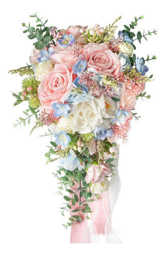 Bouquet De Boda Para Novia Cascada Floral Rosa Flores