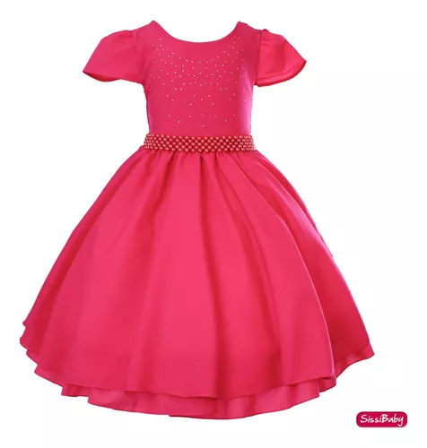 Vestido Infantil Pink Festa Princesas Barbie Realeza Festa