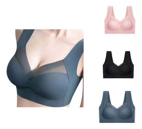 Sujetador Invisible Tipo Bralette Deportivo Para Mujer, 3 Pi