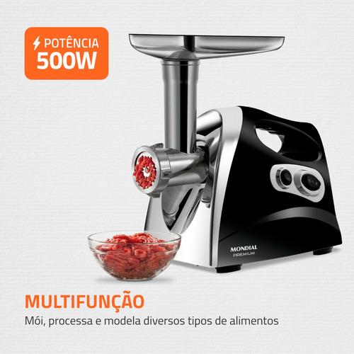 Moedor De Carne Elétrico Premium Mondial Preto/inox Mc-03 Cor Preto 220v
