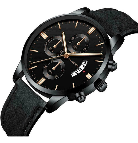 Relógio Pulso Masculino Aço Inoxidável Quartz Pulseira Couro
