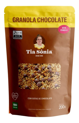 Granola Tia Sonia Com Gotas De Chocolate 100% Natural-200g