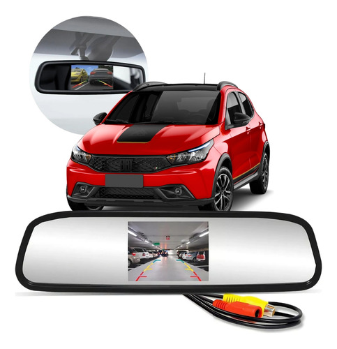 Retrovisor Com Monitor Lcd Visualizar Câmera Ao Dar Ré