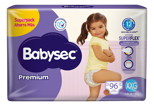 Babysec Premium Super Jumbo Pack Xxg [96 Uni.]