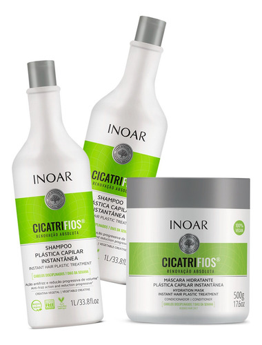 Kit 02x Shampoo Cicatrifios 1l + Máscara 500g - Inoar