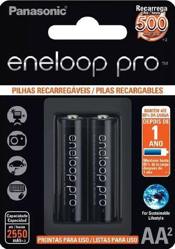 Pilha Recarregável Eneloop Pro Pequena Aa 2 Bilster Com 2