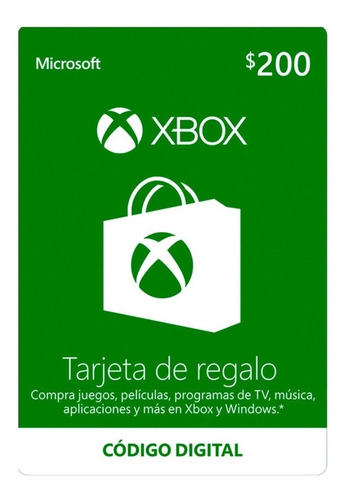 Imagen 1 de 1 de Microsoft Tarjeta De Regalo Xbox $200 Pesos (código Digital)