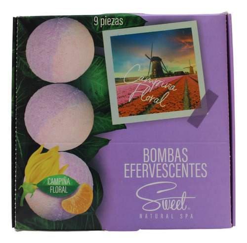 Sweet 9 Bombas Efervescentes Para Baño. Aromas Naturales Spa Fragancia campiña floral