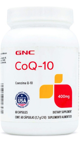 GNC Antioxidante Coenzima Q-10 400 Mg 60 Cápsulas Sin sabor