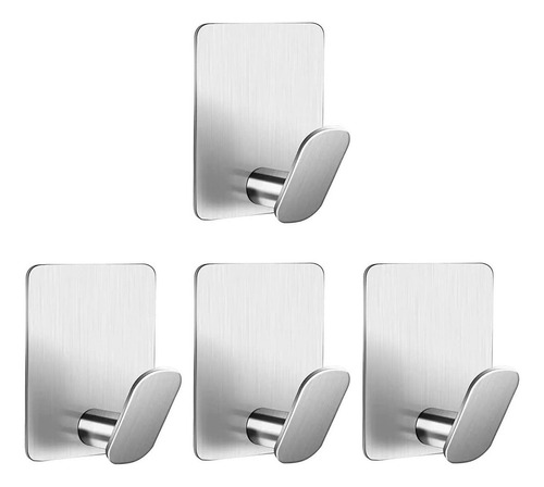 Gancho Adhesivo De Acero Inoxidable Para Toallas De Baño 4piezas Color Plateado 6cm x 5cm